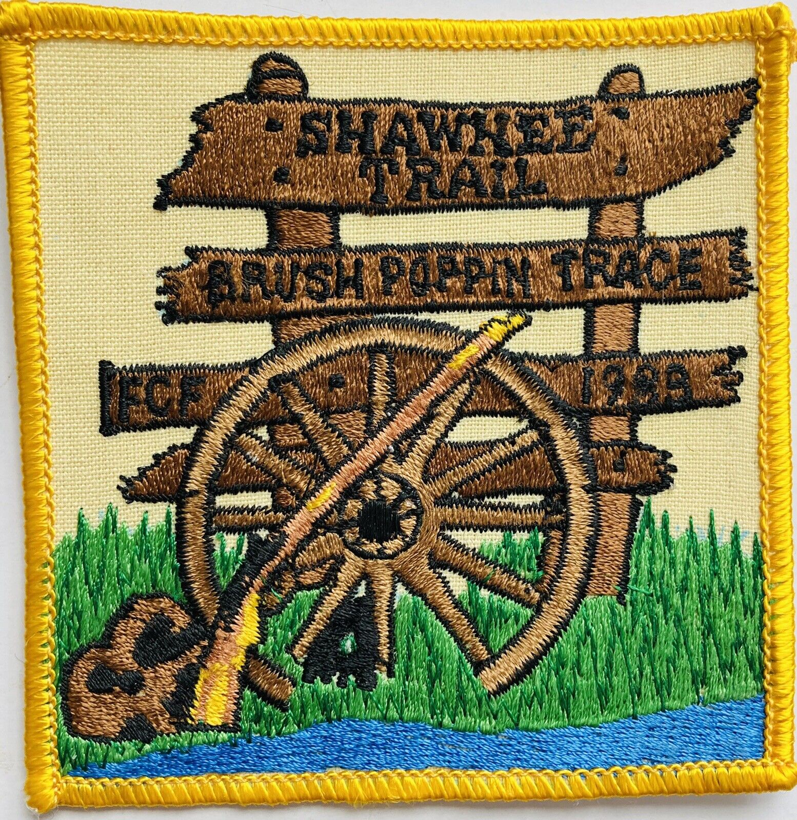 Royal Rangers Patch 1980’s Shawnee Trail Fcf Rifle Wagon Wheel Rr Square