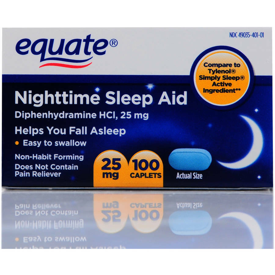 Equate Nighttime Sleep Aid 25mg 100 Mini-caplets - Diphenhydramine Hci Exp 03/22
