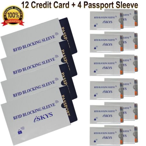 16 Pack Rfid Blocking Sleeves Credit Card Protector & Passport Identity Theft 16