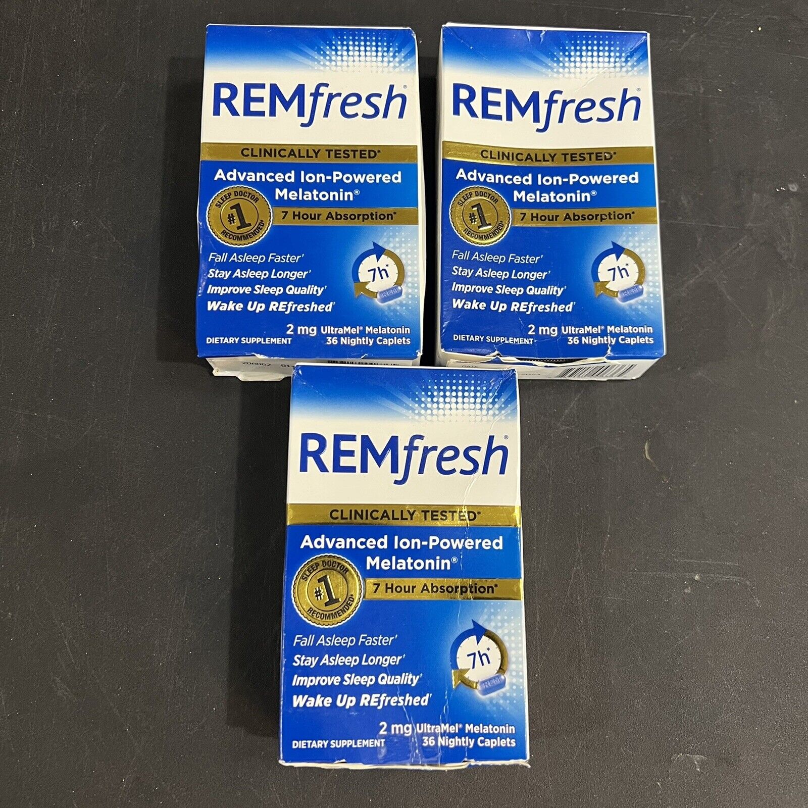 3-PACK Remfresh 2mg Melatonin Advanced Sleep 144 Caplets Total, Exp 01/23