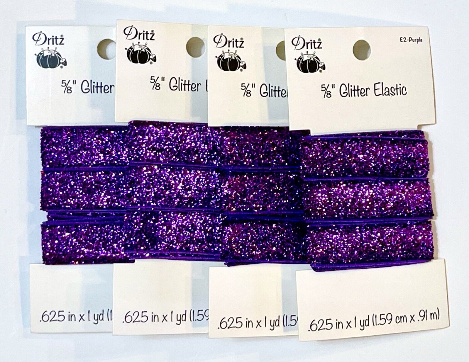 Dritz Fold-over Glitter Purple Elastic 5/8” Wide 4 Yds Bulk Lot Sewing Craft