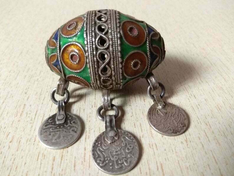 Antique Silver Berber Tagmout Egg Pendant From Morocco