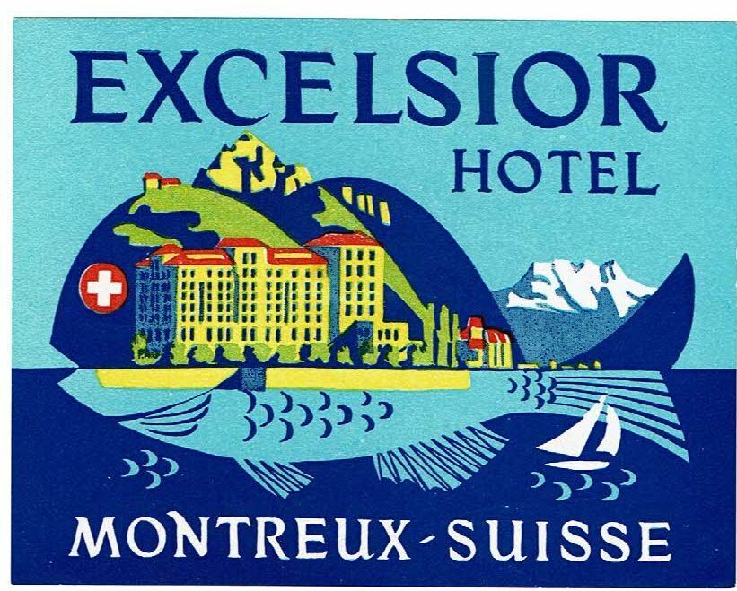 HOTEL EXCELSIOR luggage DECO label (MONTREUX)
