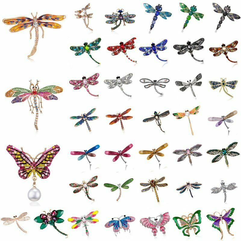 Fashion Crystal Rhinestone Insect Dragonfly Animal Brooch Pin Women Gift Jewelry