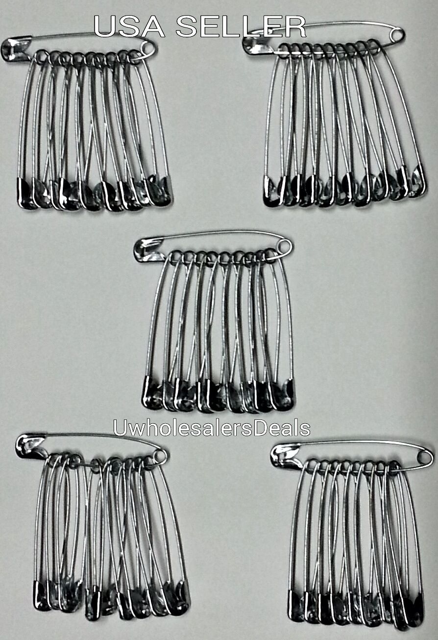 50 Jumbo Safety Pins Silver Tone (2 Inches Long)  New In Pack