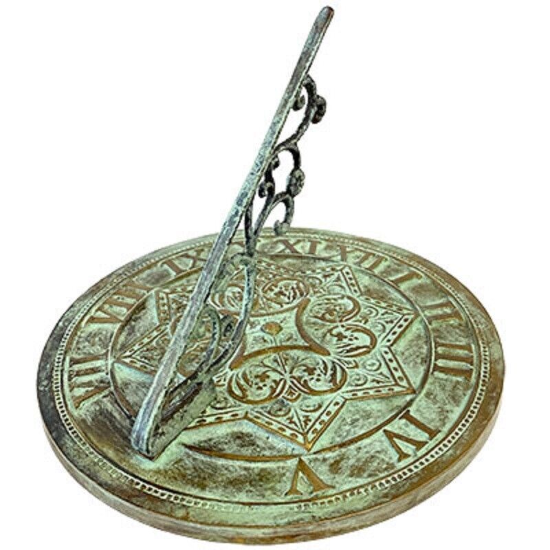 Gothic Brass Sundial, Verdigris, 8.5" Dia. By Rome Industries