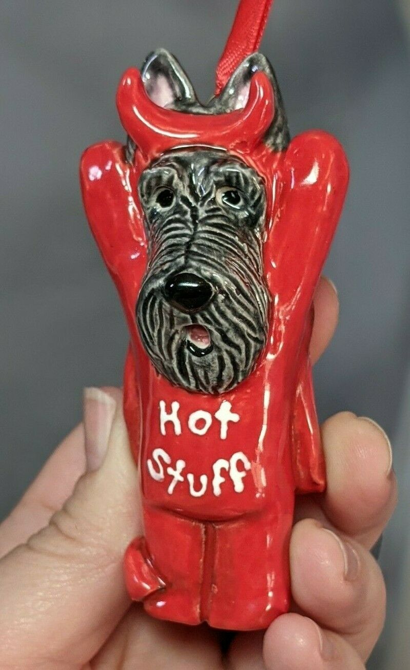 Halloween Scottish Terrier dog Devil ornament OOAK sculpture painting art
