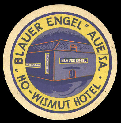 Hotel Blauer Angel AUE East Germany - vintage luggage label