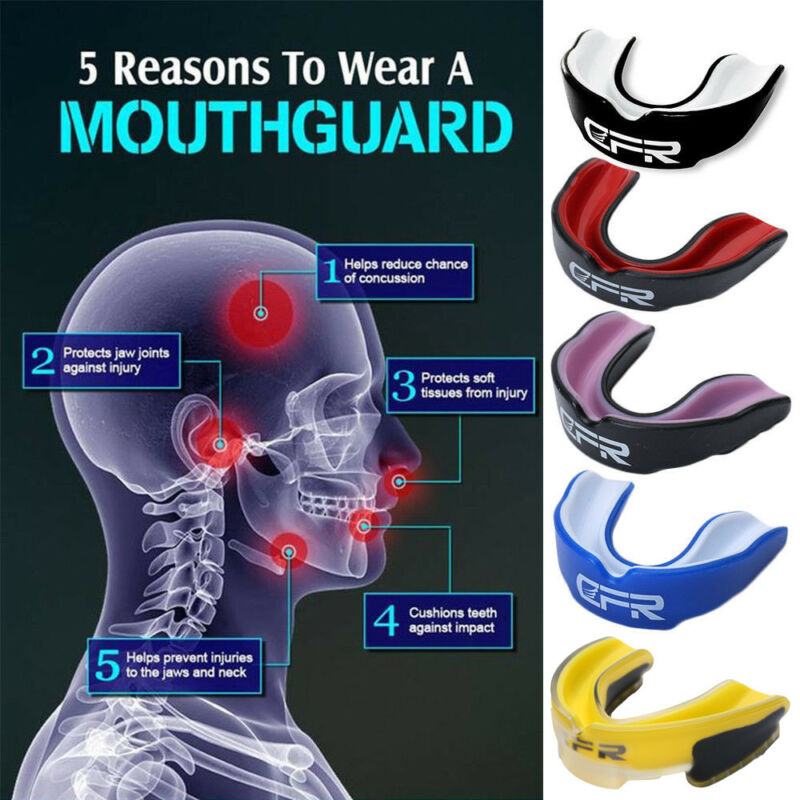 Cfr Gel Gum Mouth Guard Shield Case Teeth Grinding Boxing Mma Sports Mouthpiece