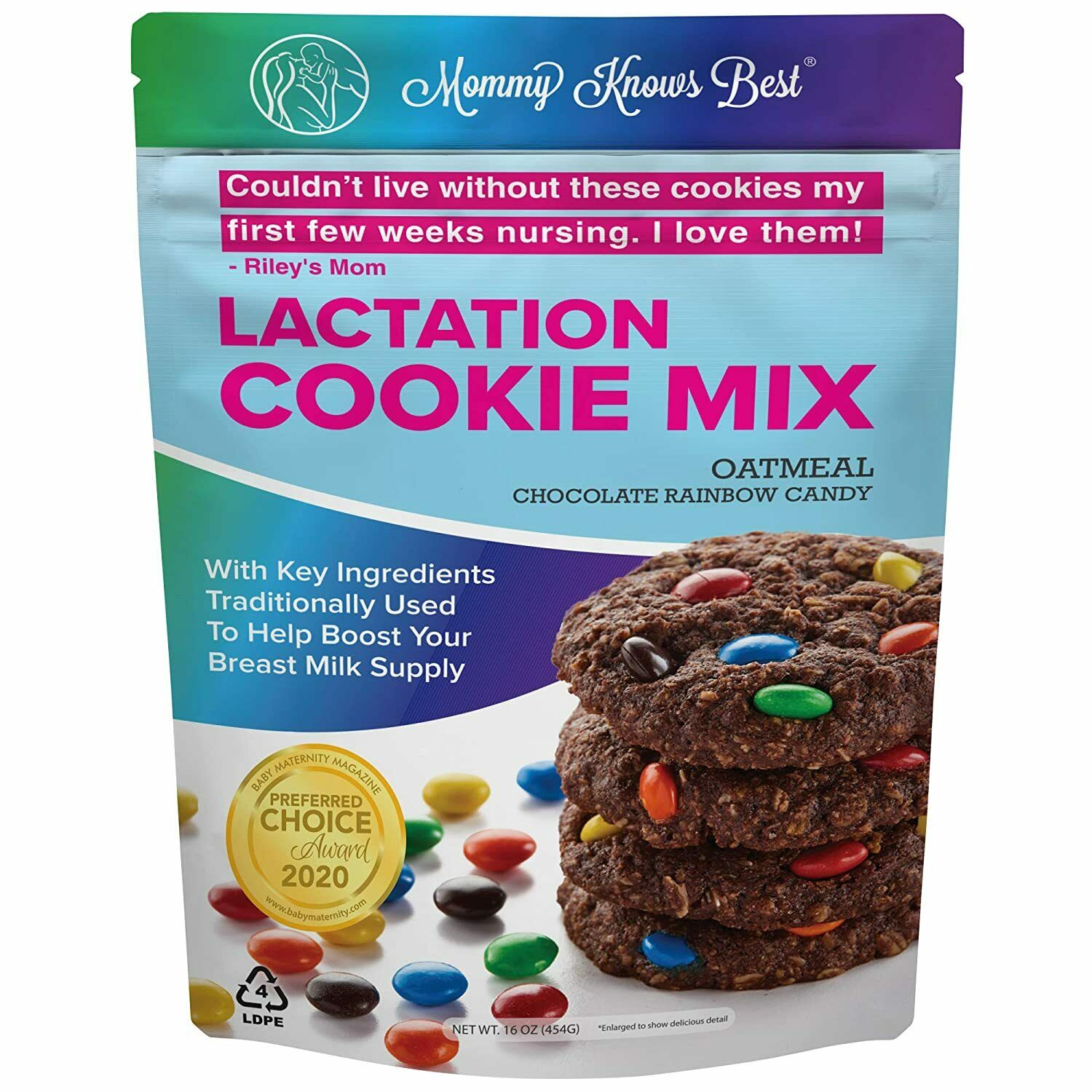 Oatmeal Chocolate Rainbow Candy Lactation Cookie Mix, 16 Ounces