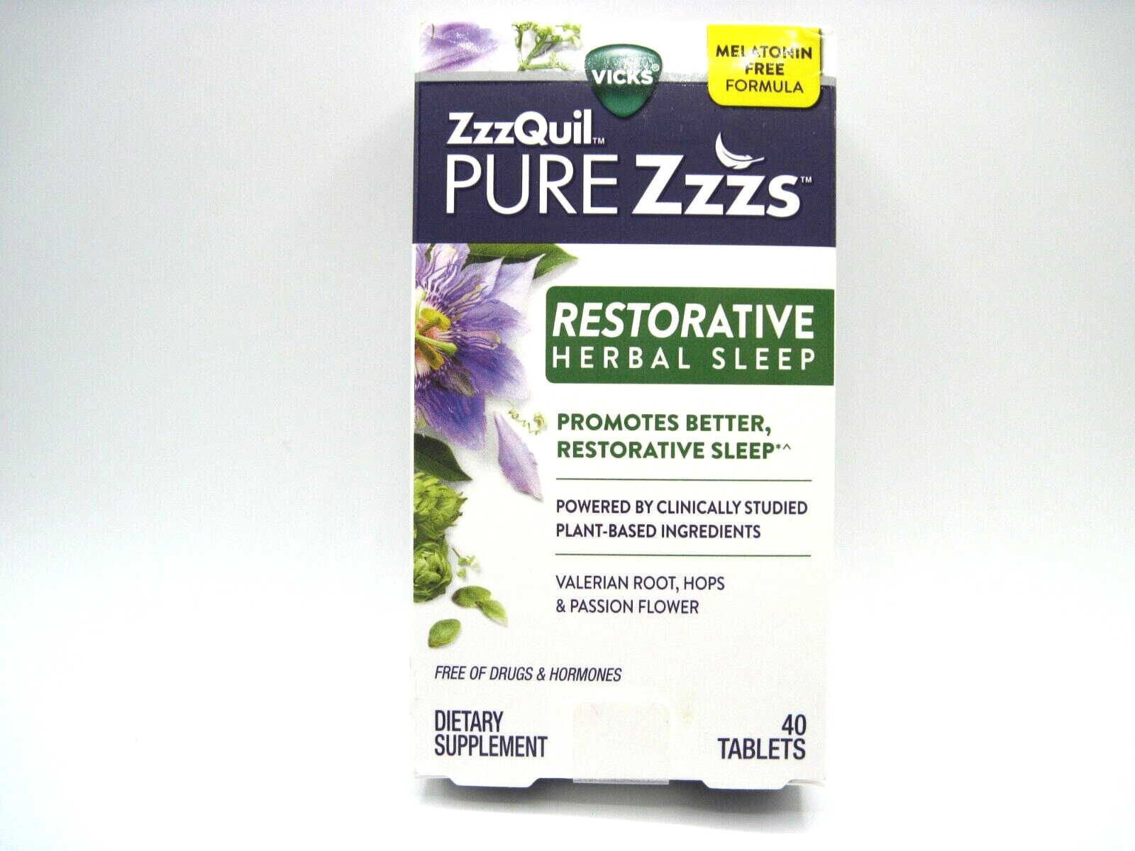 Vicks ZzzQuil Pure Zzzs Restorative Herbal Sleep Aid Medicine 40 Count Exp 4/23
