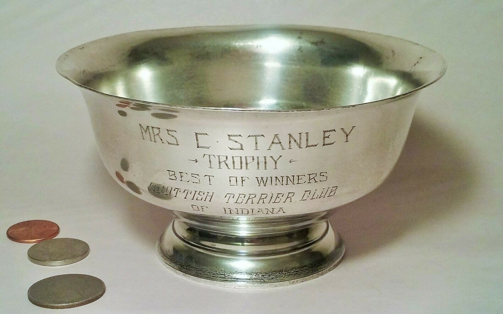 1937 S Kirk & Son Vtg Scottish Terrier Sterling Silver Bulldog Club Indiana Dog