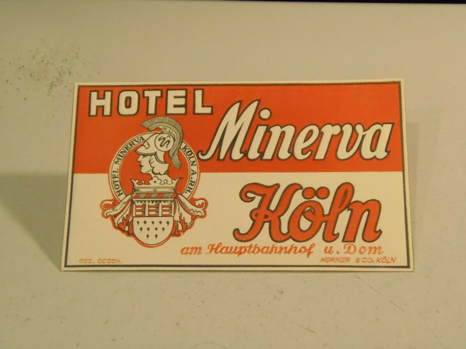 Hotel Minerva Koln Cologna Germany Vintage Luggage Label 3/8