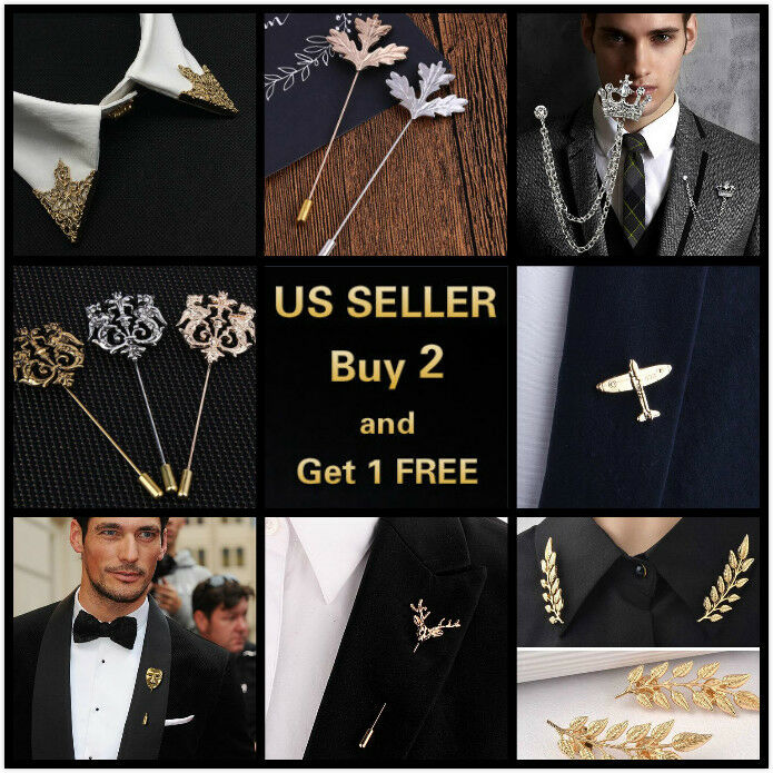 14 Style Men's Brooch Lapel Badge Suit Pin Chest Metal Collar Pin Accessories