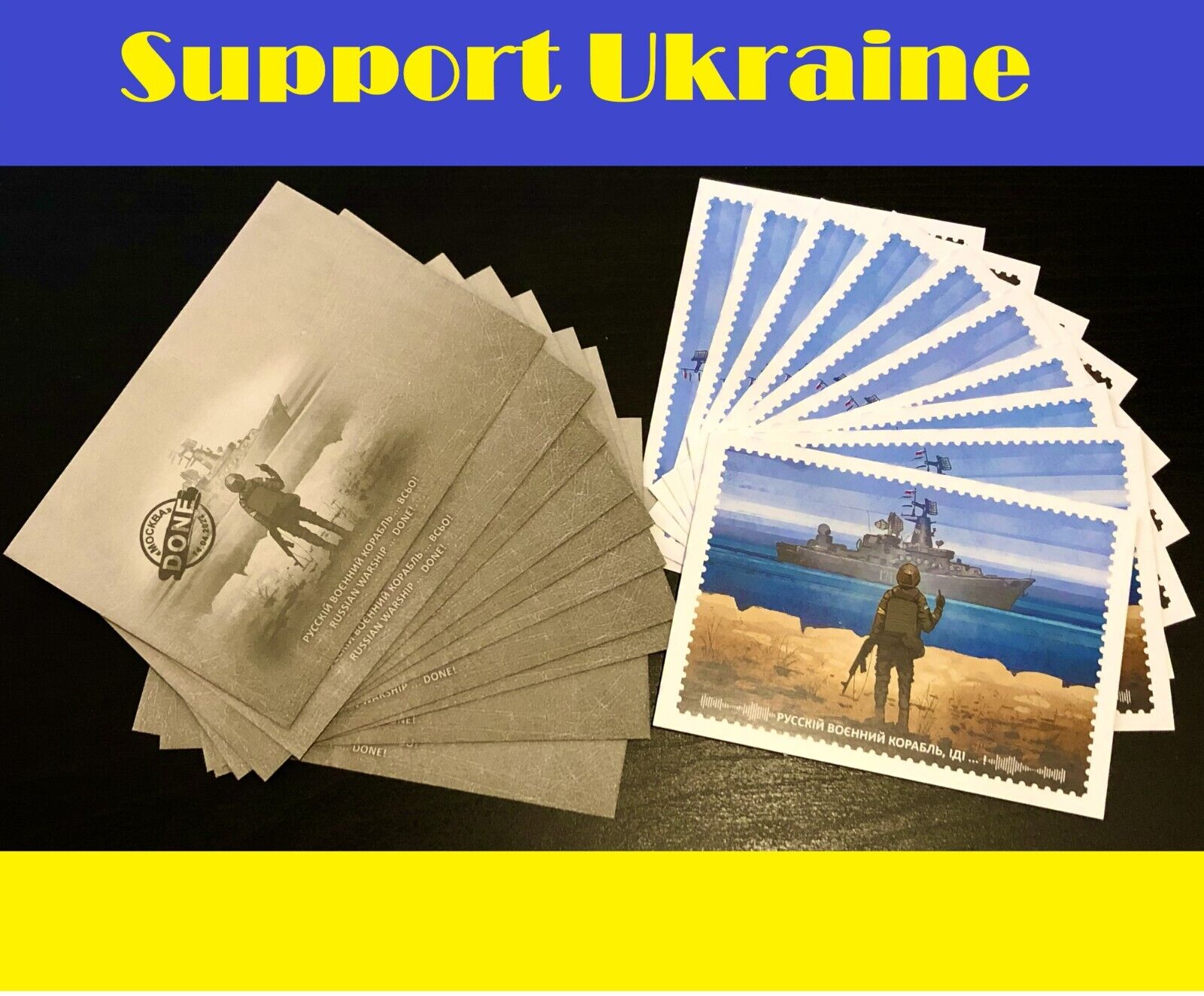 10x Envelopes + Postcards Of Post Stamp Ukrposhta "russian Warship Go F*k. Done"