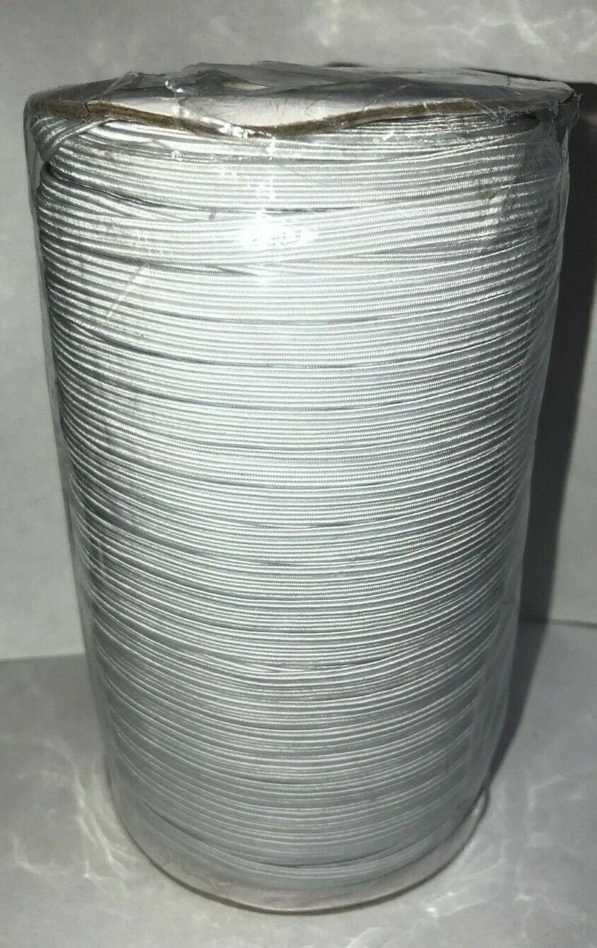 Elastic 1/4" 6mm 200 Yards Braided White New In Packaged Roll
