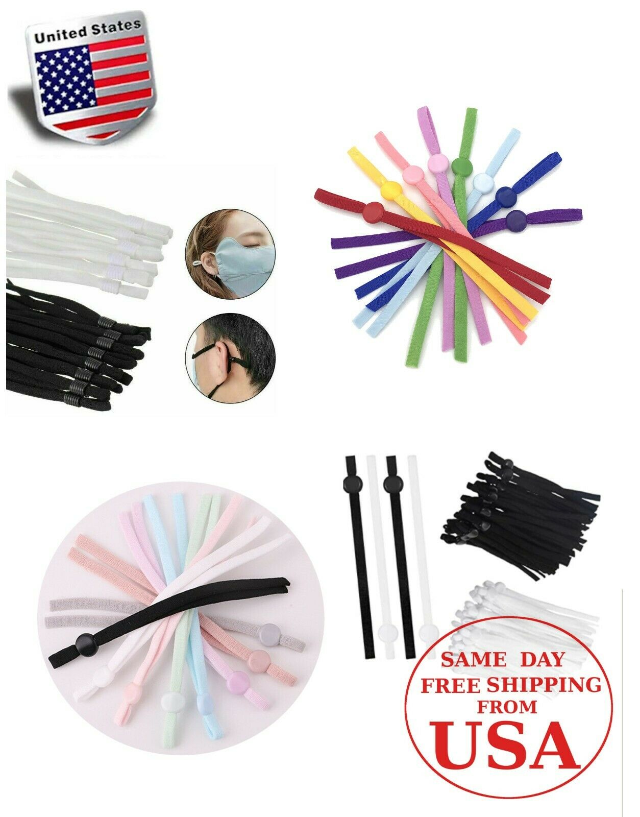 Wholesale Various Colors DIY Mask Sewing Elastic Bands with Adjustable Buckle
