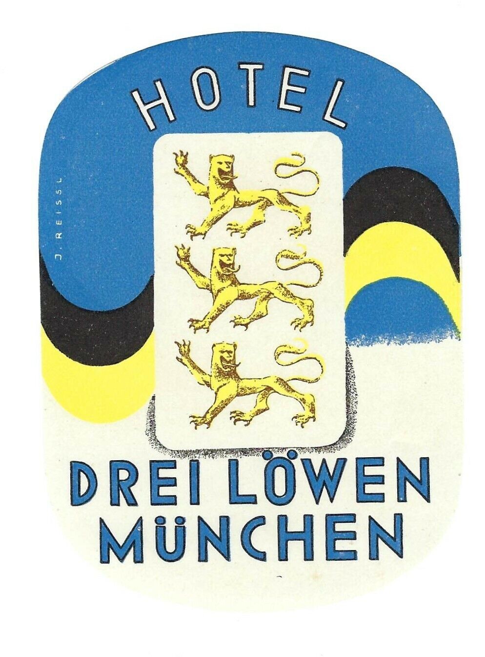 Munich Germany Hotel Drei Lowen Munchen Vintage Hotel Luggage Label