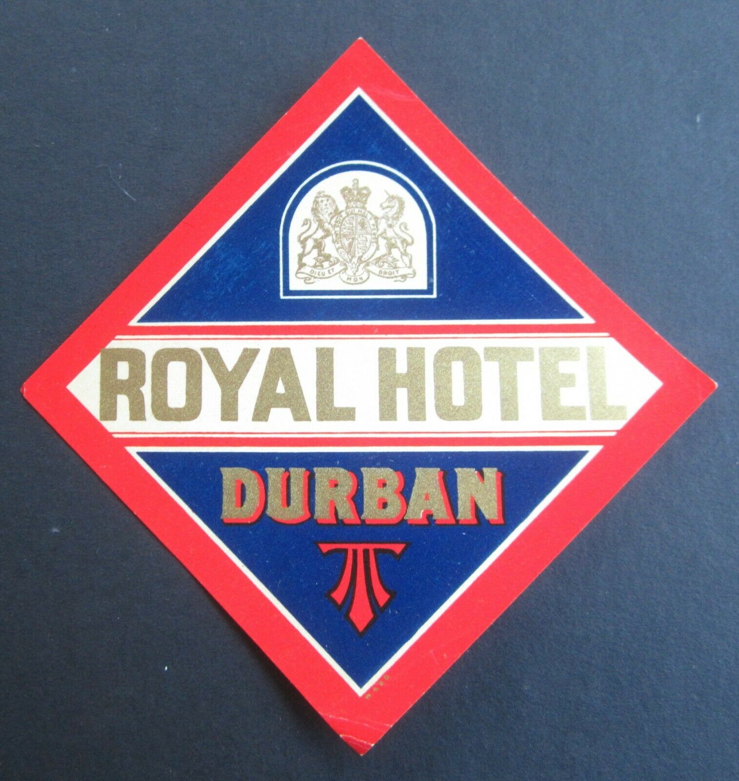 Original Old Vintage - Royal Hotel - Durban - Luggage Label - South Africa