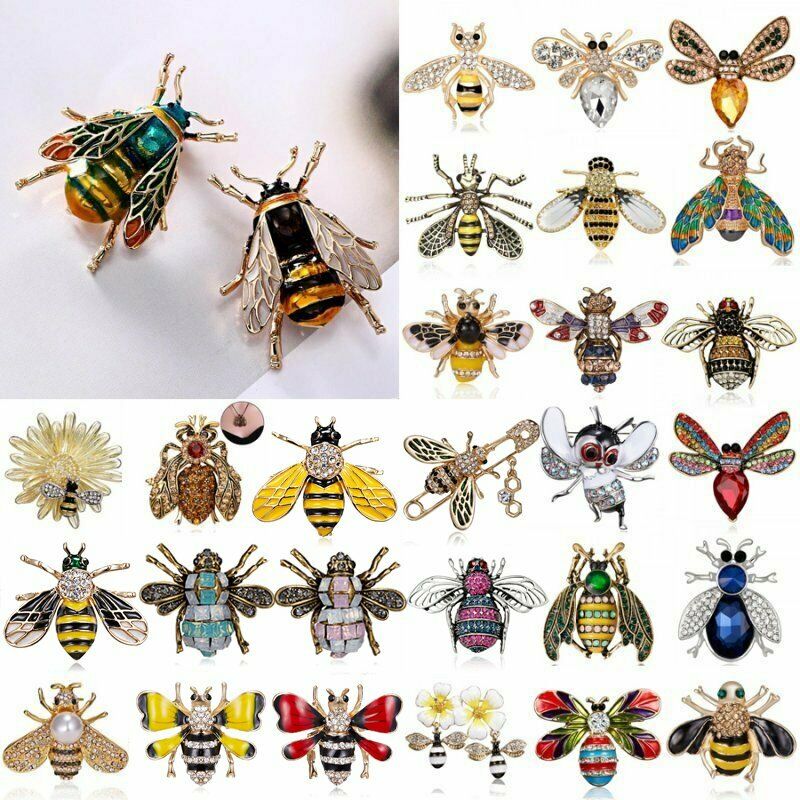Fashion Crystal Pearl Bee Bird Butterfly Animal Brooch Pin Women Costume Jewelry
