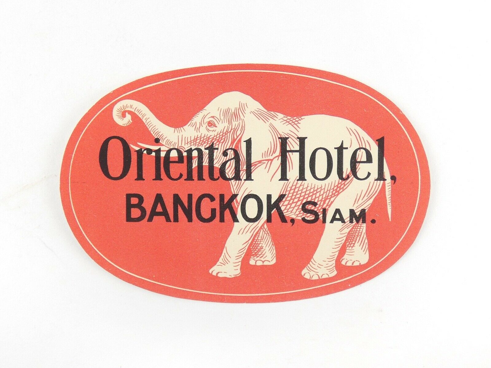 THAILAND SIAM Bangkok ORIENTAL HOTEL 1930s Luggage Label ORIG