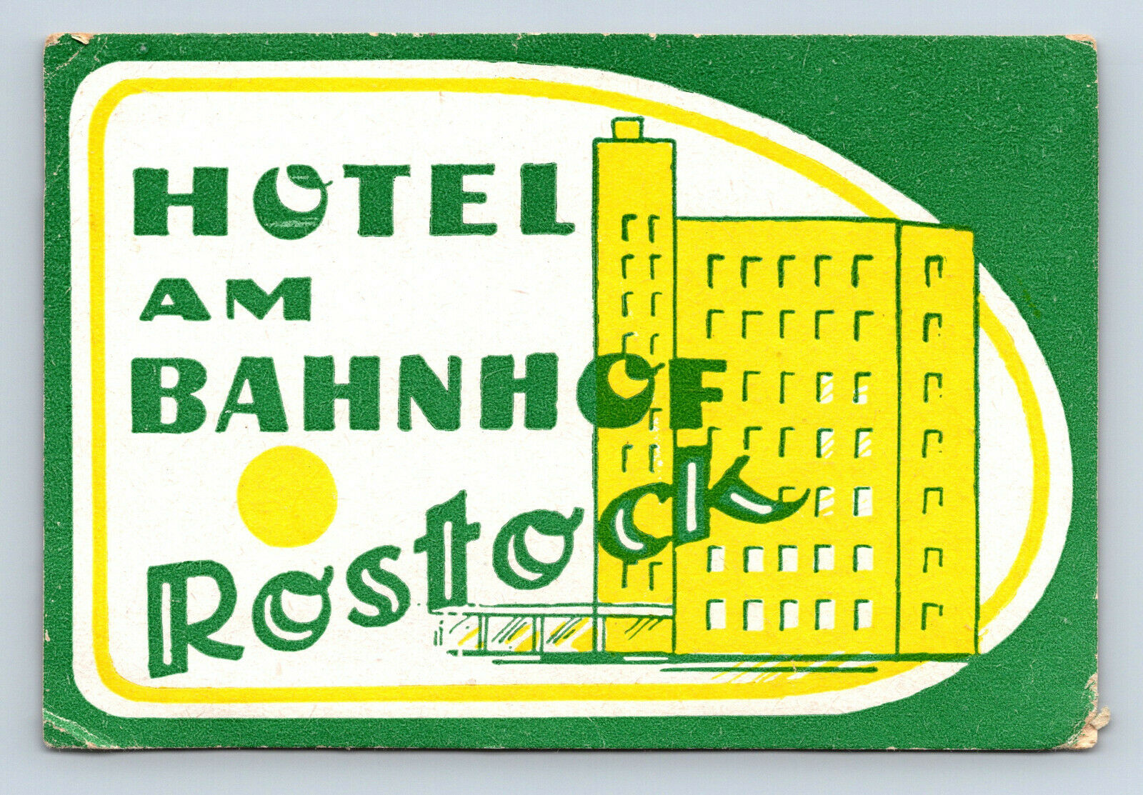 Vintage Hotel Am Bahnhof Rostock Luggage Label Decal Germany