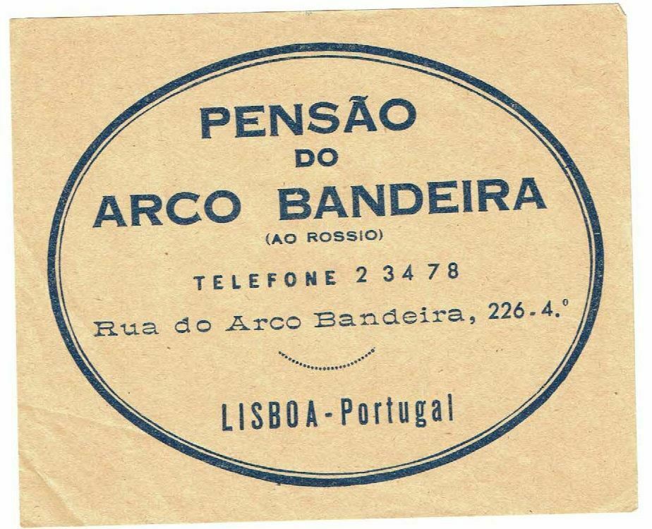 HOTEL PENSAO ARCO BANDEIRA luggage PORTUGAL label (LISBOA)