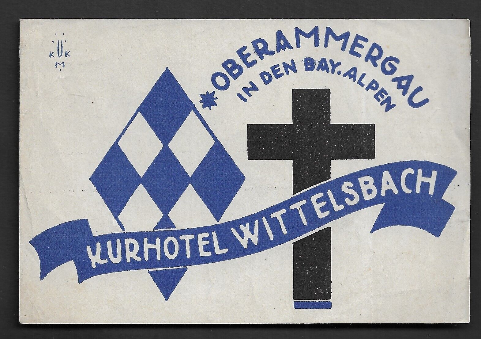 1930's Oberammergau,bavaria,germany - Kurhotel Wittelsbach Luggage Label