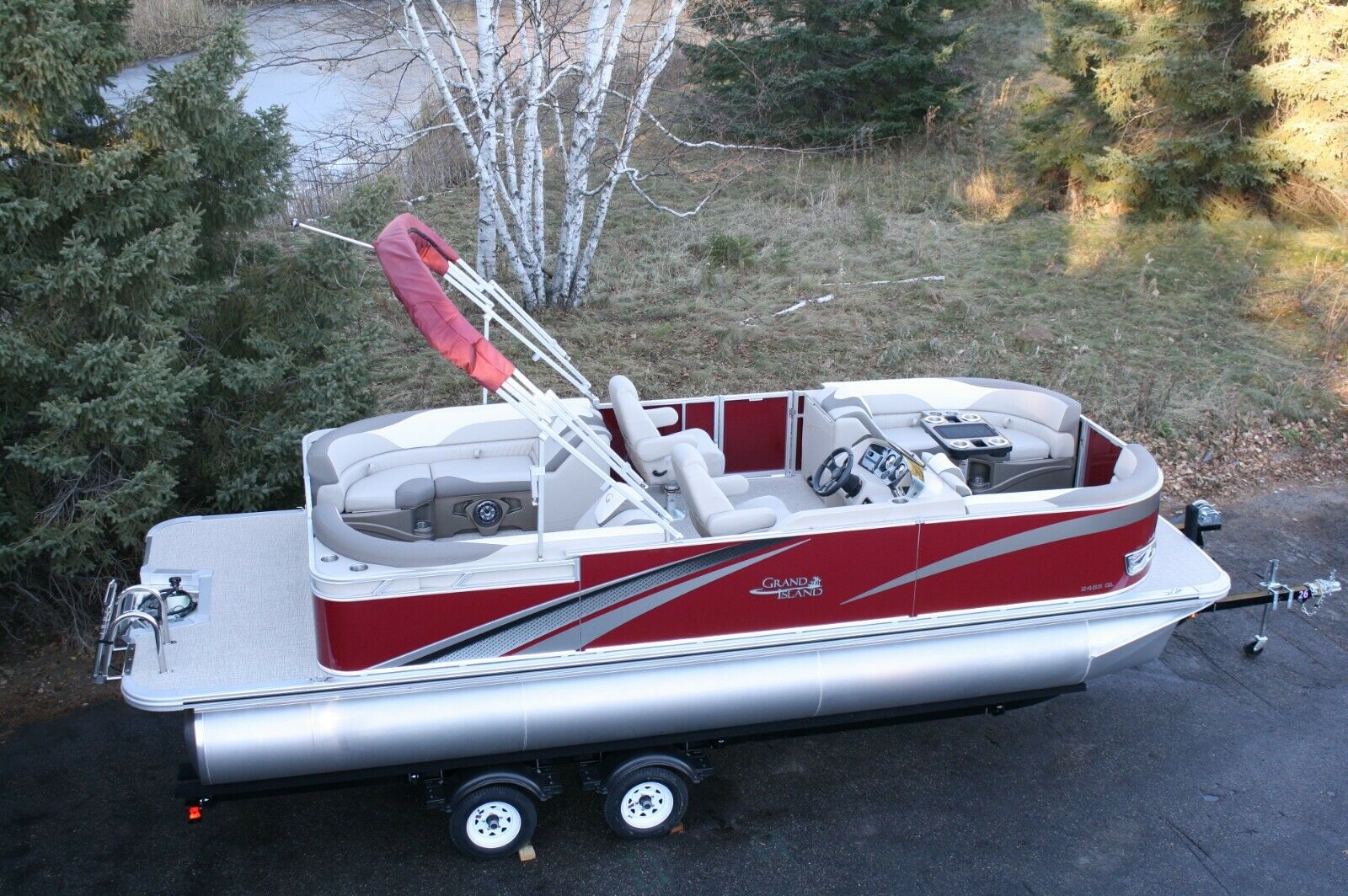 Two Tube-new 24 Ft Pontoon Boat With 115 Hp And Trailer