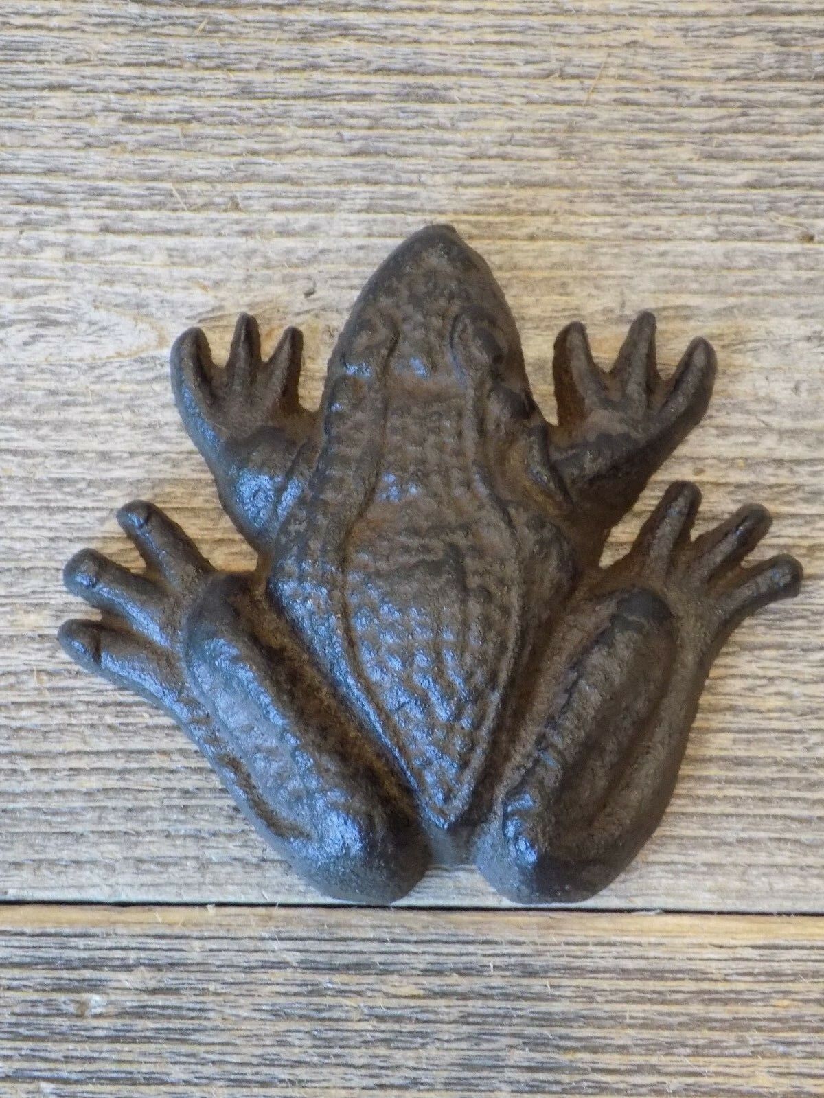 Cast Iron Frog Paper Weight Garden Yard Shelf Decor Figurine 3 1/2" Rustic Toad