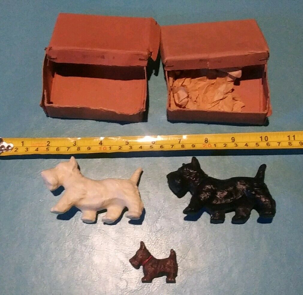 Vintage Scotty Dogs, Composite Made In Japan, Original Boxes