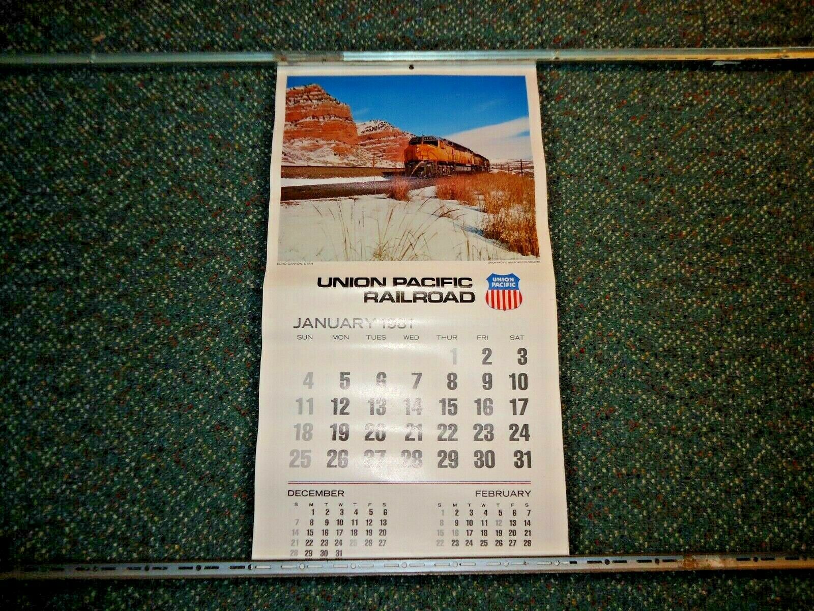 1981 Union Pacific Railroad Wall Calendar W Full Calendar Pages - New Old Stock