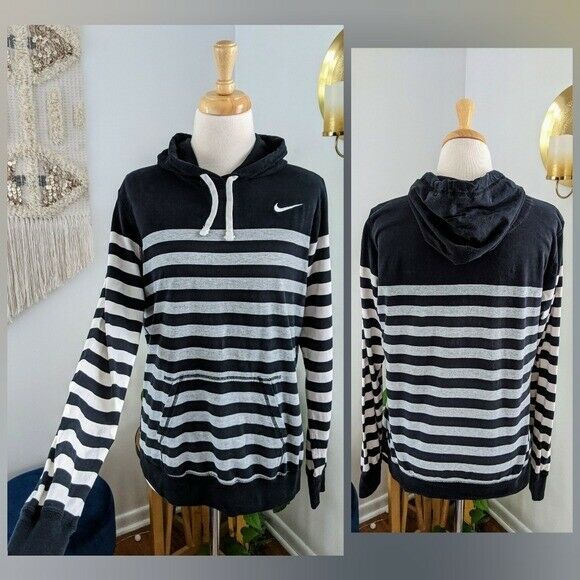 Nike | Black & Gray Striped Hoodie | XL