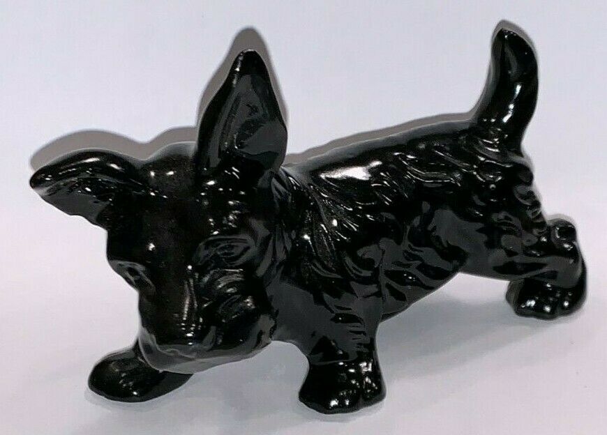 Black Scottie Dog Ceramic Figurine (unmarked, 6 Inches Long, Repainted)