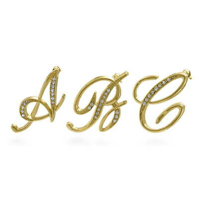 BERRICLE Gold-Tone Initial Letter Fashion Brooch Pin