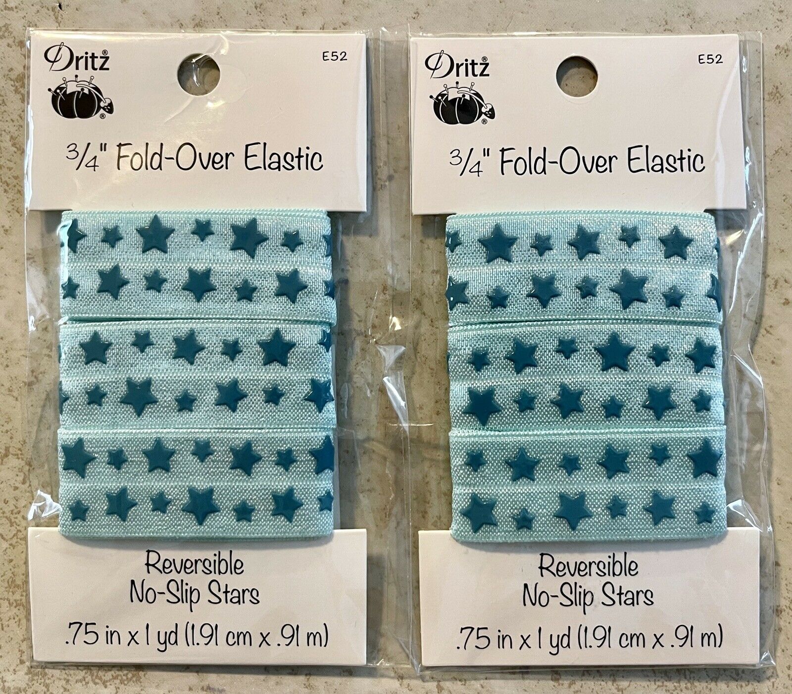 Dritz Fold-over Elastic Reversible No-slip Stars Lot 3/4” Wide 2yd Sewing Craft