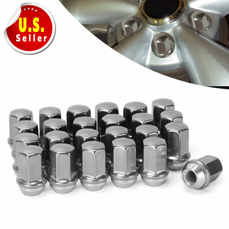 24 Chrome 14x1.5 Stainless Lug Nuts for Chevy Silverado Suburban Tahoe Avalanche