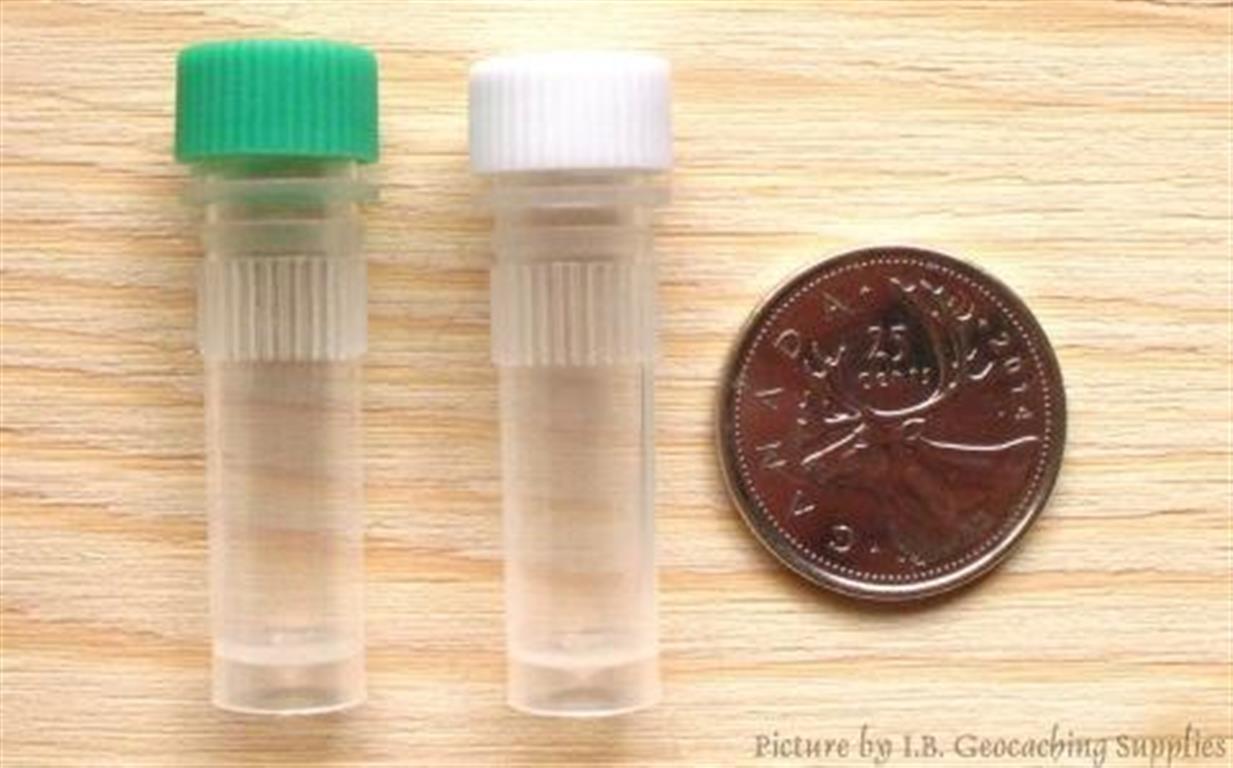 Geocache Containers 25/50/75 pcs (1ml O-ring, Green or White Cap Colour)