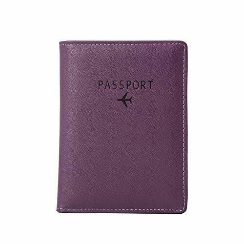 Travel Wallet & Family Leather Passport Holder Cover RFID Blocking Purple