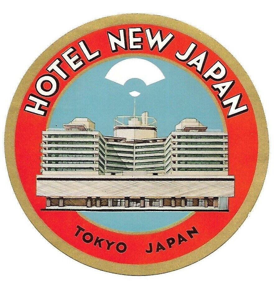 Authentic Vintage Luggage Label ~ HOTEL NEW JAPAN ~ Tokyo, Japan