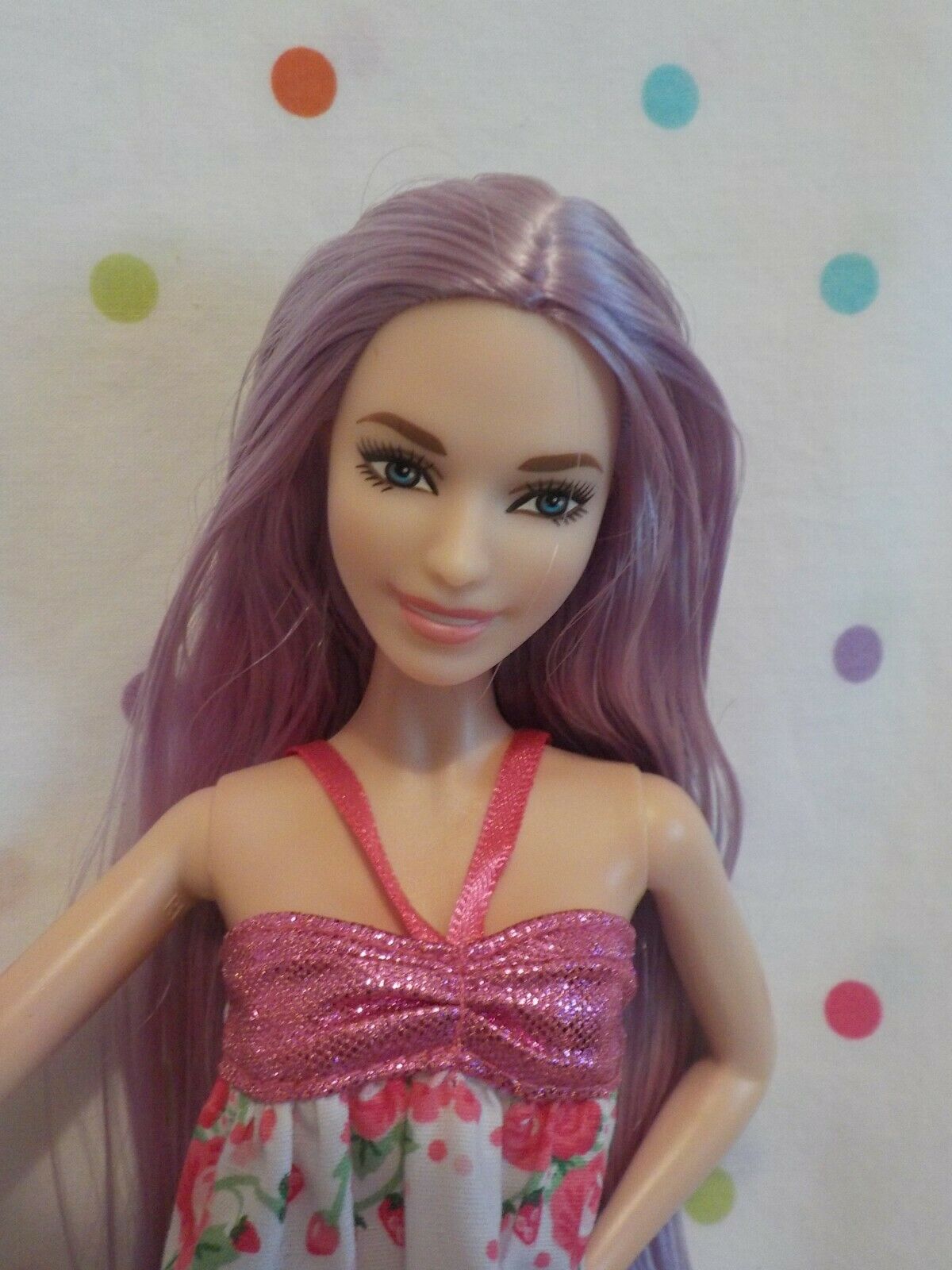 Gorgeous Model Muse Barbie Doll, Purple Hair,NiceDress,Nylons,Boots,Mattel,EXCD