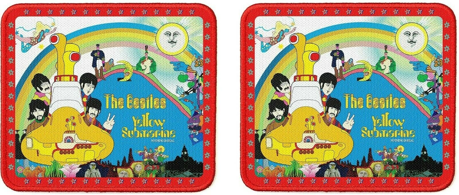 The Beatles Yellow Submarine Stars Border Patch [set Of 2] Memorabilia Souvenir