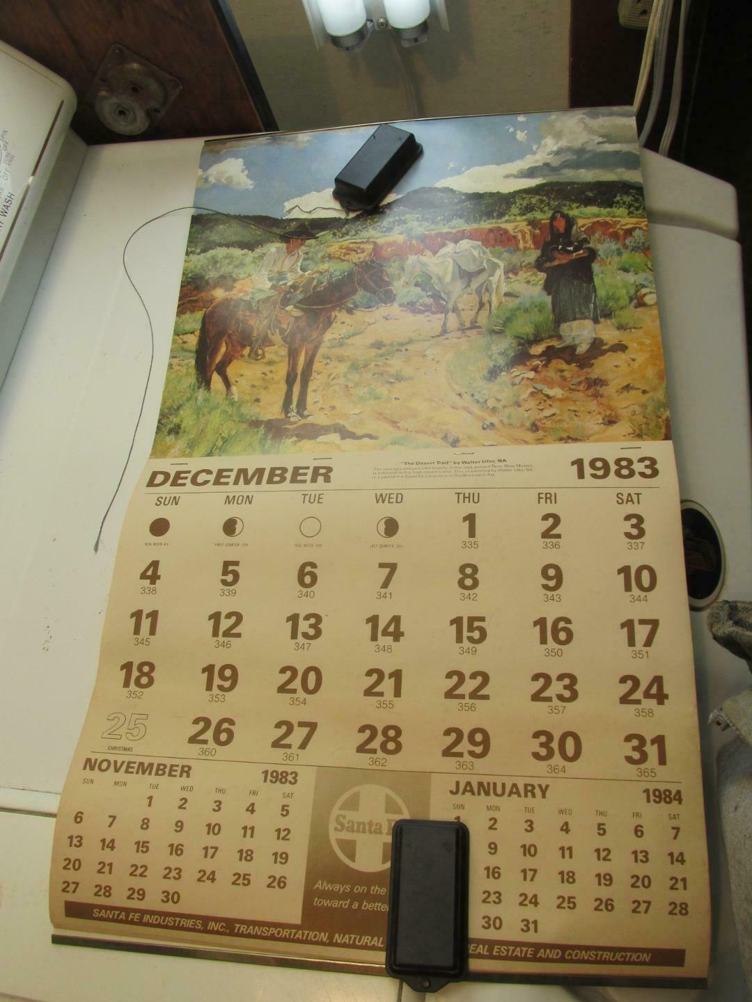 1984 Santa Fe Railroad Calendar Free Ship Usa Nos
