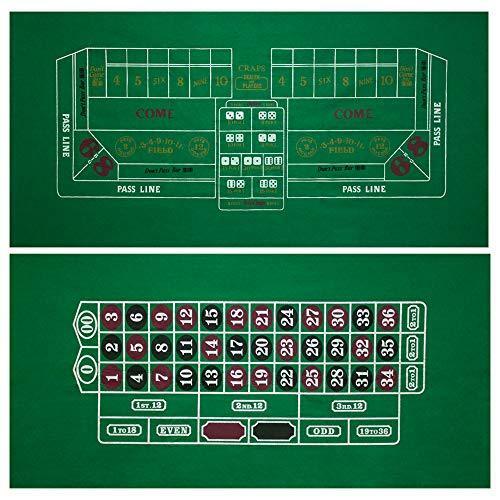 2-sided 36" X 72" Craps & Roulette Casino Gaming Table Felt Layout Mat