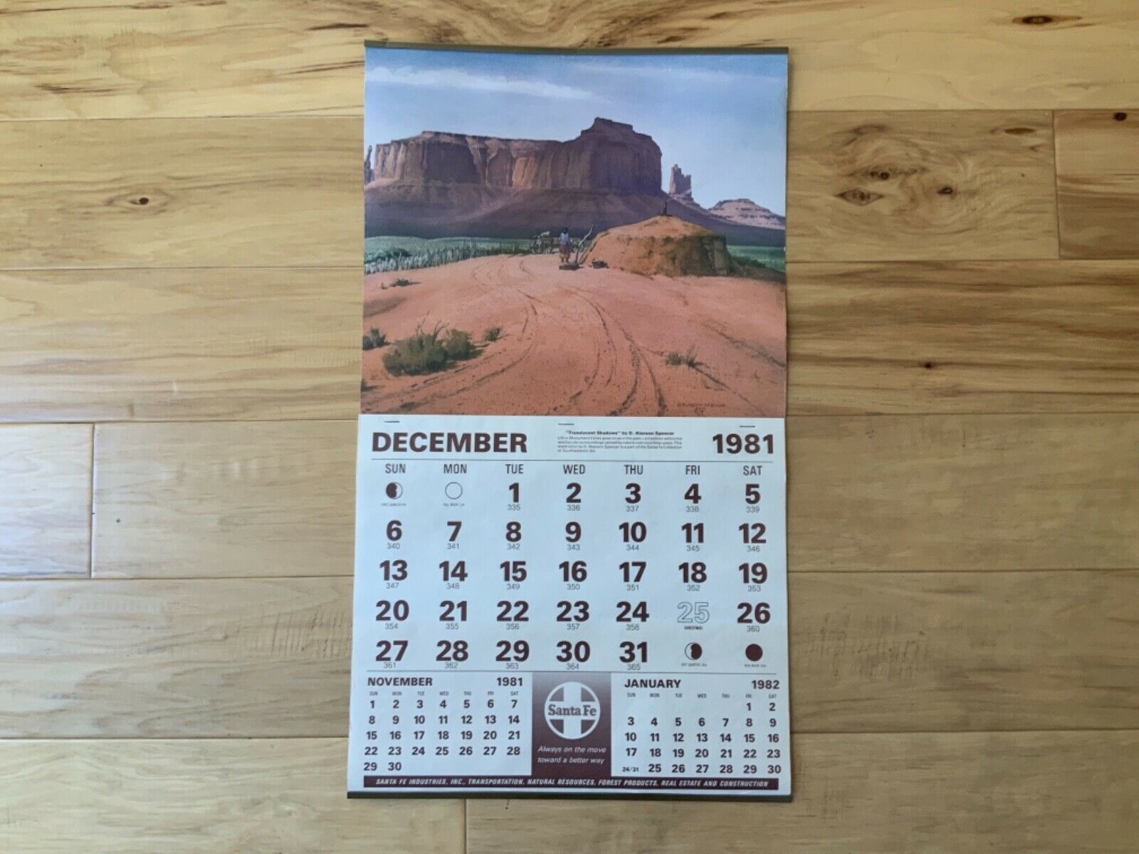 Native American Indian 1981-82 Santa Fe Railroad Calendar New Condition Complete