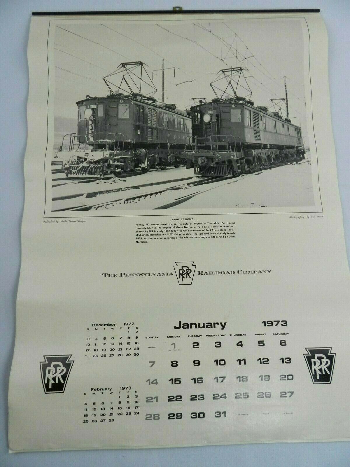 Vintage 1973 Pennsylvania Railroad Wall Calendar Right At Home Complete Prr Pa
