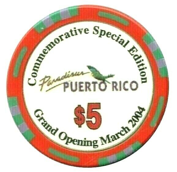 $5 Paradisus Hotel Gran Opening 2004 Special Edition Chip Rio Grande Puerto Rico