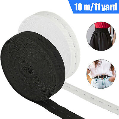 11 Yards 20mm 3/4inch Elastic Band Braided Flat Knit Cord Sewing DIY Black/White