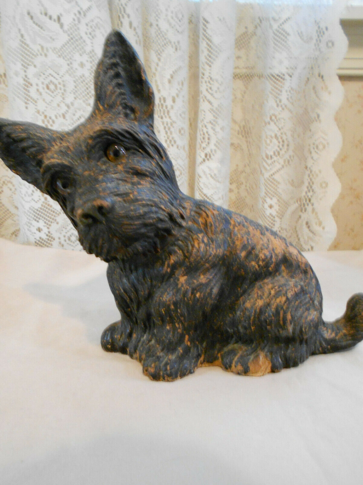 Vintage Syroco Composite Wood Scottish Terrier Scottie Dog Door Stop/figurine