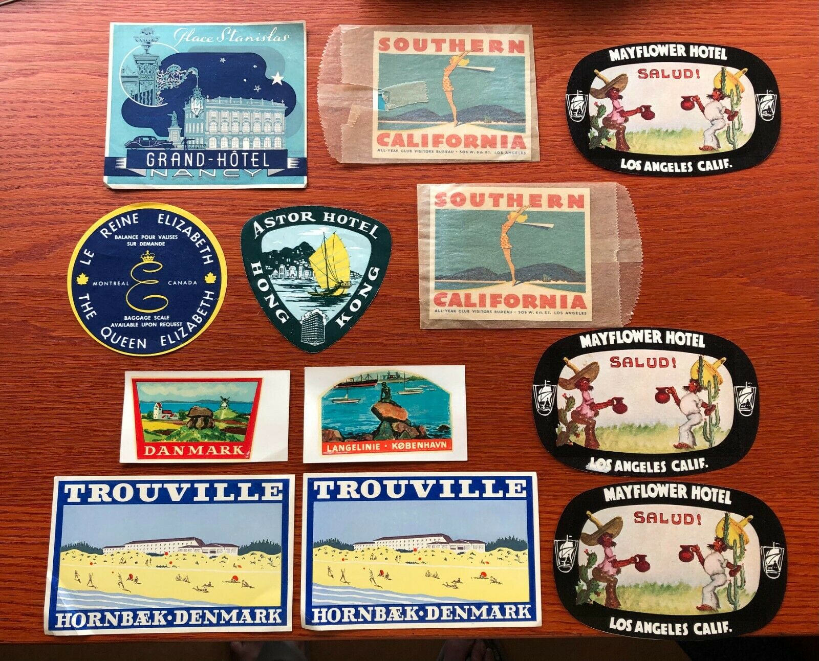 Authentic Unused Vintage Luggage Labels Stickers Incl. California & Europe